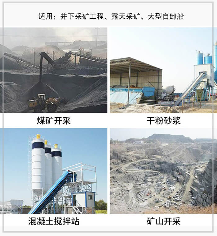 大傾角皮帶輸送機(jī)適用于煤礦開采，混凝土攪拌站，干粉砂漿，礦山開采等行業(yè)中。